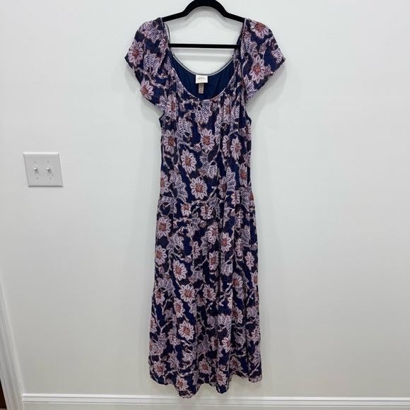 Knox Rose Size XL Lavender Navy Floral Scoop Neck Dress - Picture 7 of 9